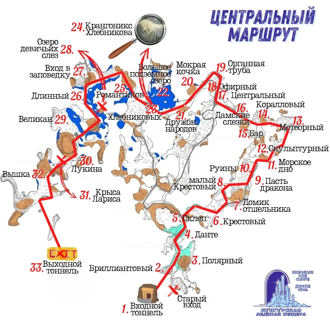 Нажмите, чтобы увеличить Кунгурская пещера схема